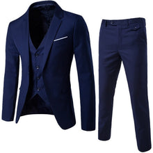 Load image into Gallery viewer, HEFLASHOR 2019 3Pc (jacket + Vest + Trouser) Male Business Dress Cultivate Spring Suit Solid Casual Office Suit Wedding Suits
