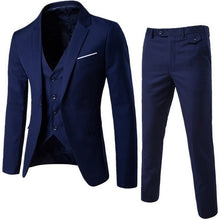 Load image into Gallery viewer, HEFLASHOR 2019 3Pc (jacket + Vest + Trouser) Male Business Dress Cultivate Spring Suit Solid Casual Office Suit Wedding Suits
