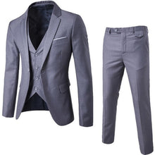 Load image into Gallery viewer, HEFLASHOR 2019 3Pc (jacket + Vest + Trouser) Male Business Dress Cultivate Spring Suit Solid Casual Office Suit Wedding Suits