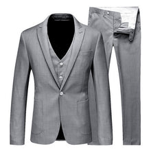 Load image into Gallery viewer, HEFLASHOR 2019 3Pc (jacket + Vest + Trouser) Male Business Dress Cultivate Spring Suit Solid Casual Office Suit Wedding Suits